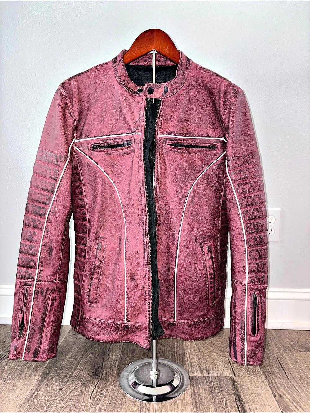 Maroon 100ZR Women's 410 Conceal Carry Jacket Moto Jacket Size Medium Like New